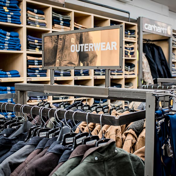 Work wear cloths on rack